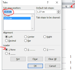 Cara membuat titik-titik menggunakan tabulasi dalam daftar isi