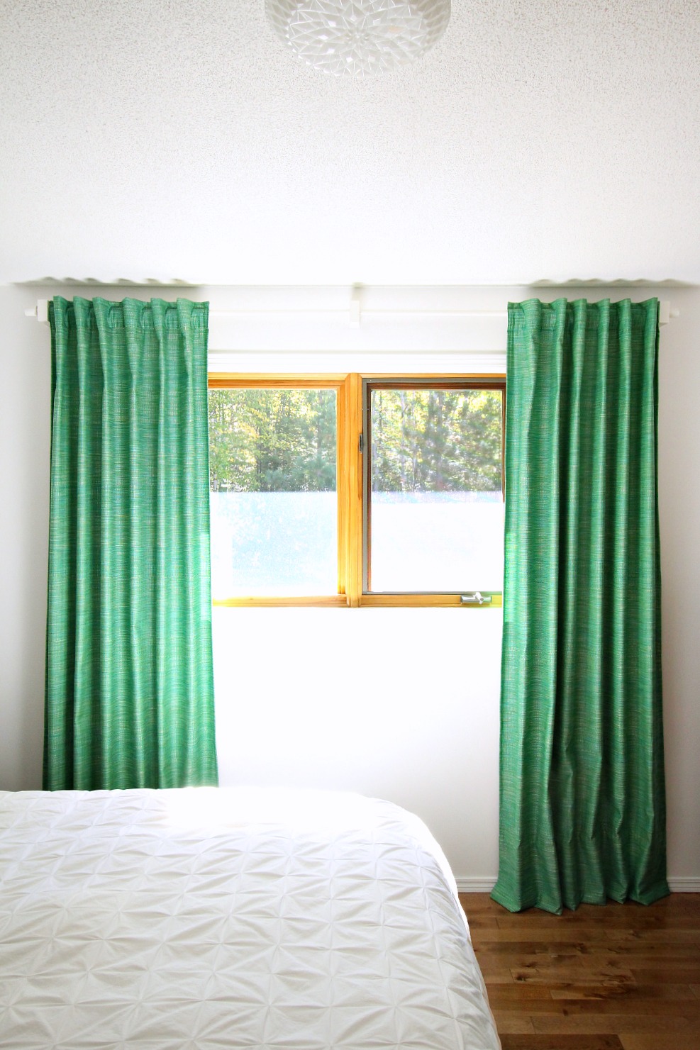 Green bedroom curtains