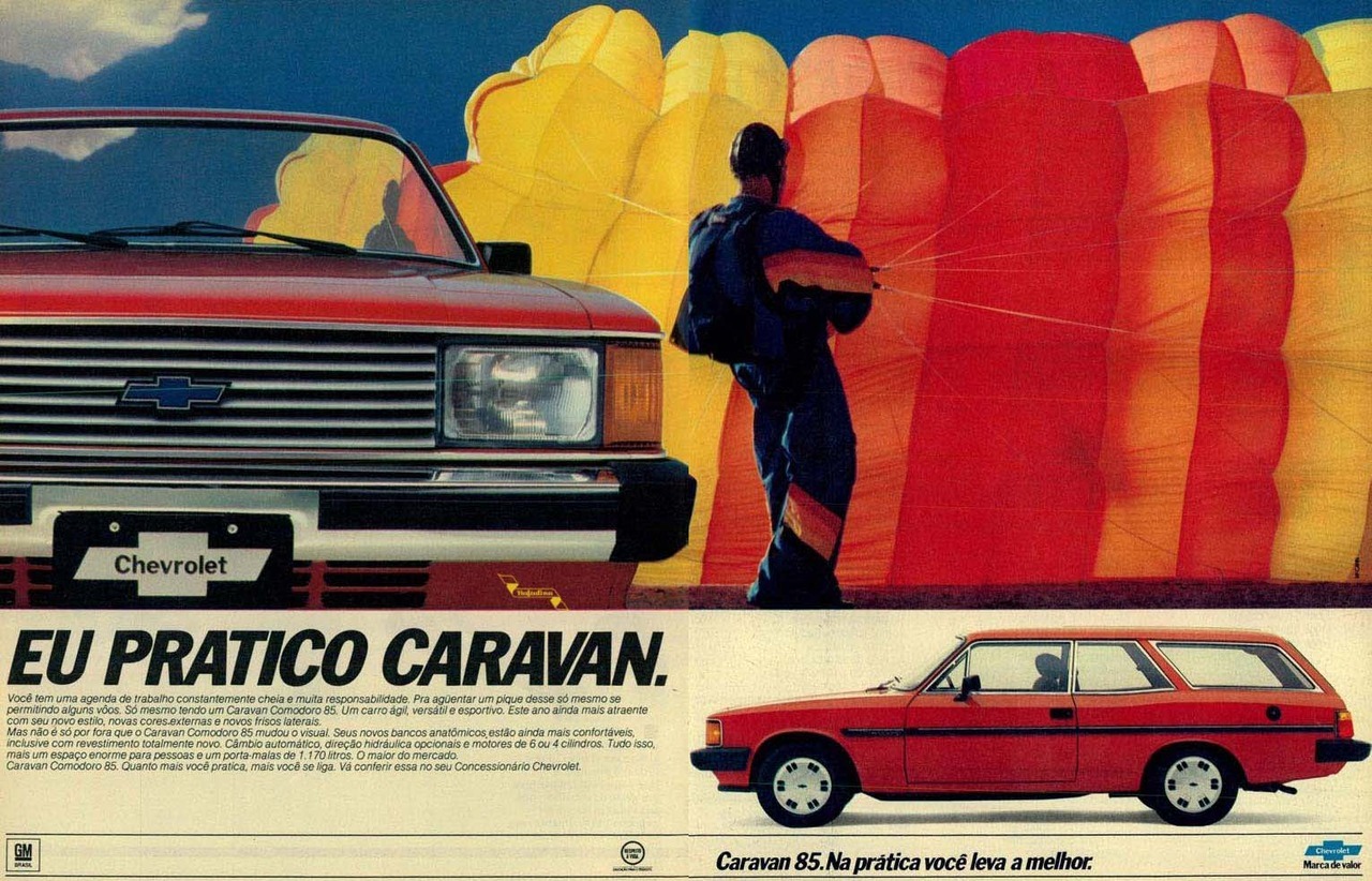Propaganda da Chevrolet apresentando a Caravan na metade dos anos 80