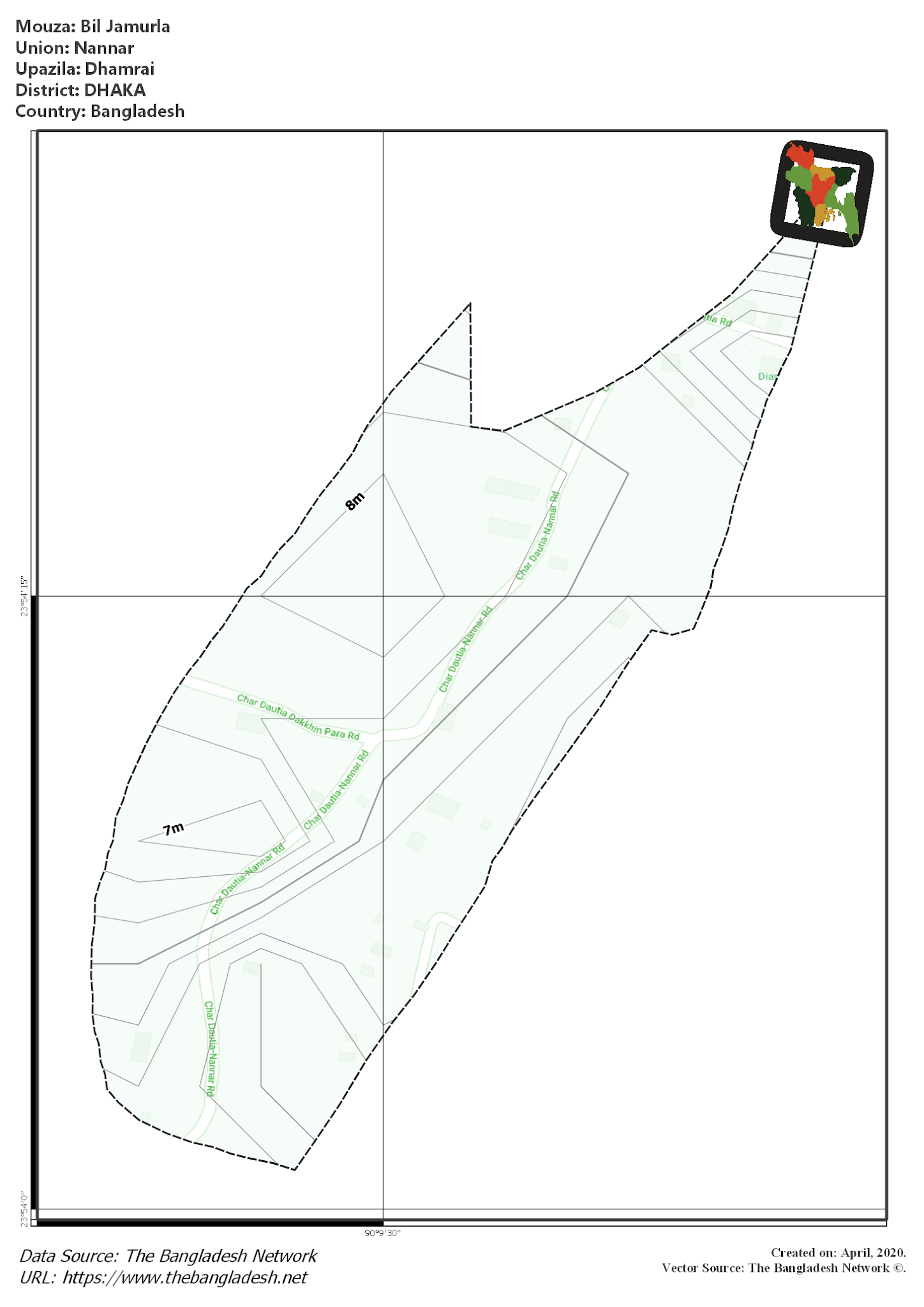 Map of Bil Jamurla Mouza of Dhamrai Upazila, DHAKA, Bangladesh.
