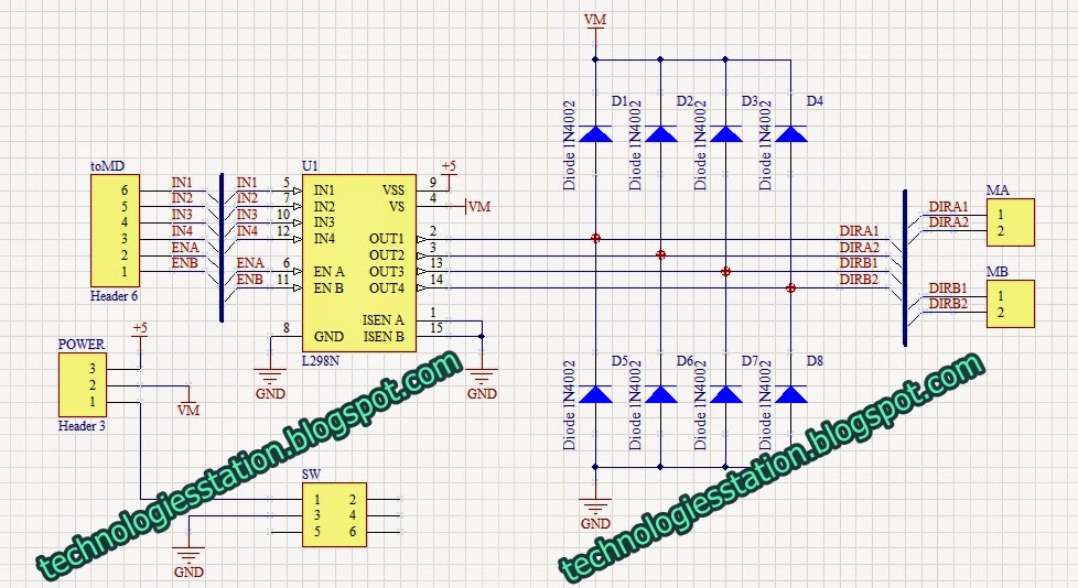 Dual Motor Driver with L298 Schematic ~ Electro and Technology