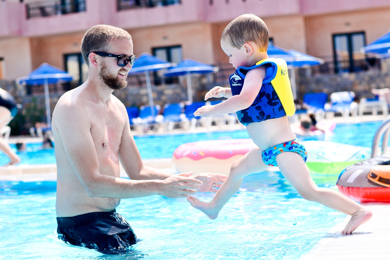confidence swim float jackets, family travel, family travel blogger, family travel vlogger, sentido vasia resort and spa review, crete family holiday, 