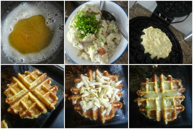 Mashed Potato, Cheddar, and Scallion Waffles