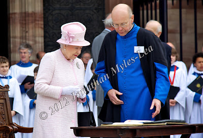 HM The Queen with The Very Reverend Michael Tavinor, Dean of Hereford Cathedral