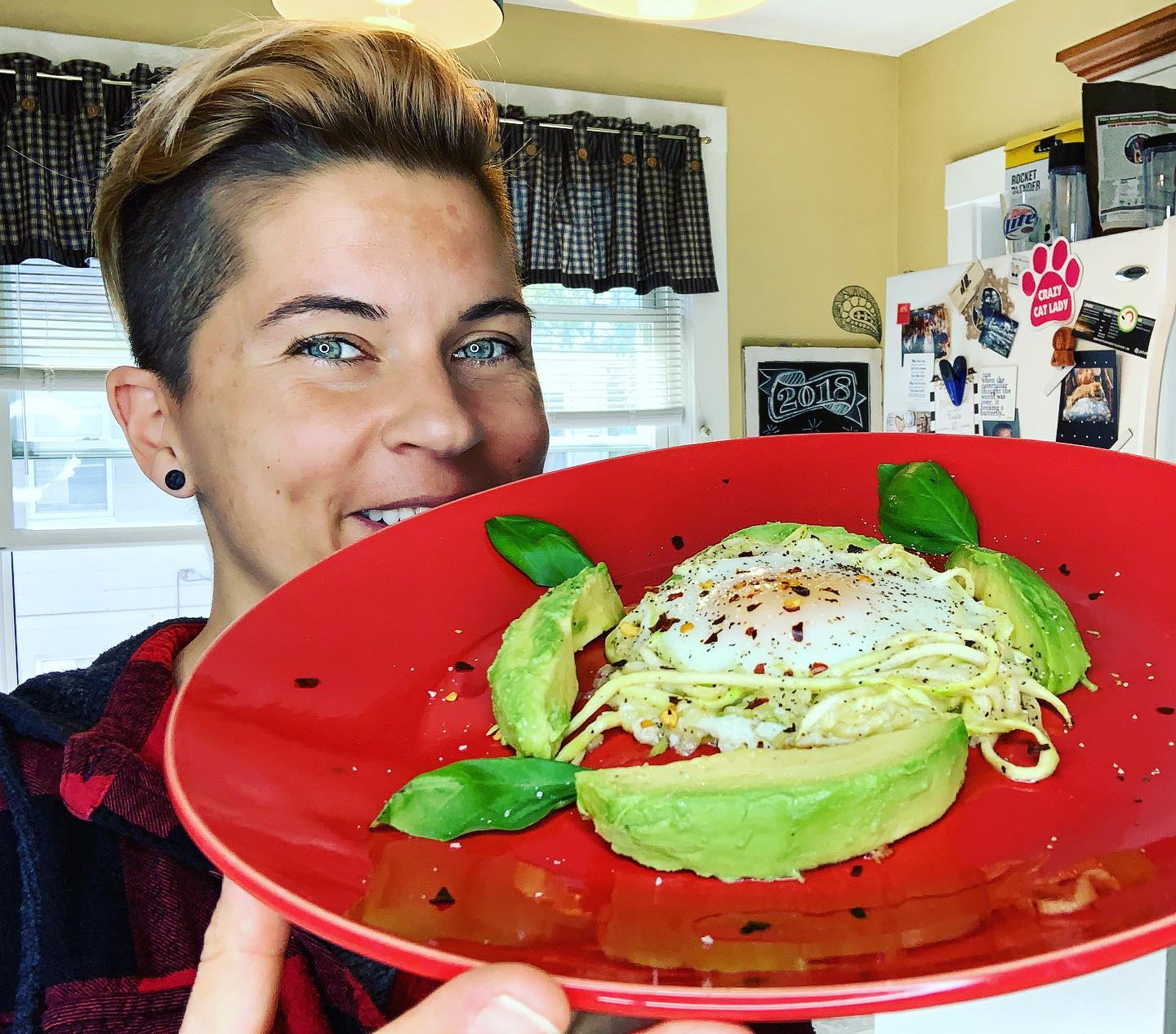 **LOW CARB** Baked Eggs & Zoodles with Avocado