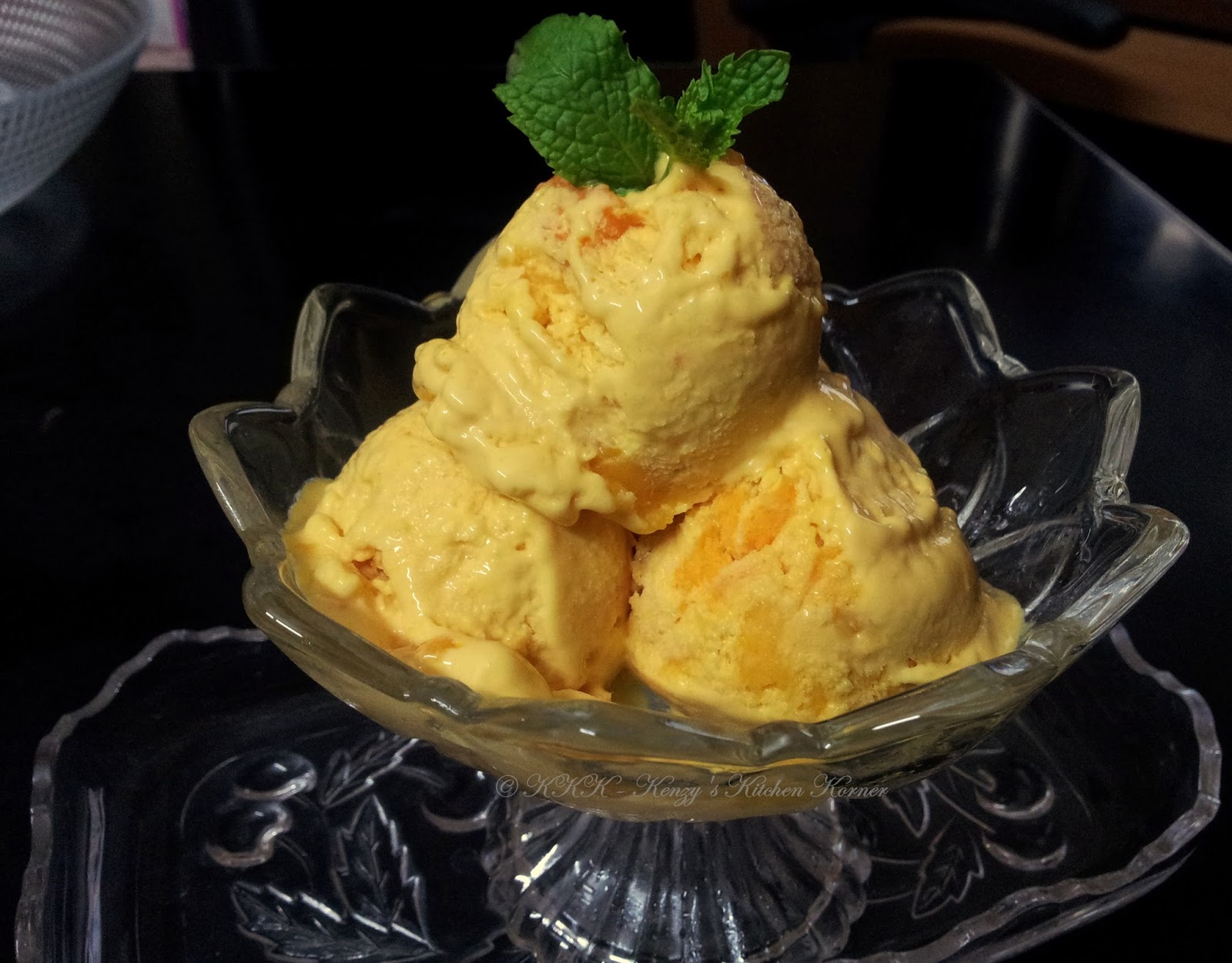 Kenzy's Kitchen Korner... Mango Ice Cream with Mango Bits