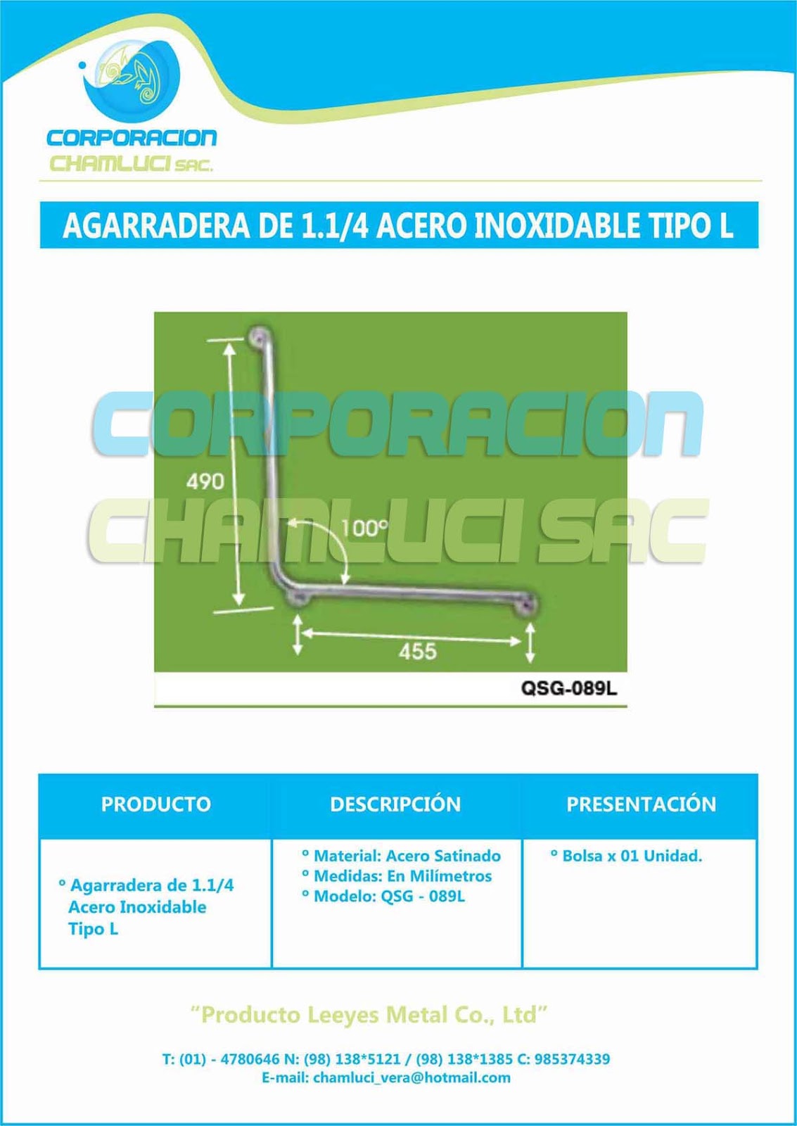 PRODUCTOS DE LINEA INSTITUCIONAL Y HOTELERA: agarradera de acero