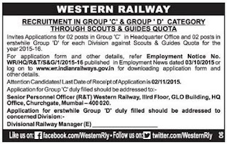 Application invited for Scouts and Guides Quota Jobs