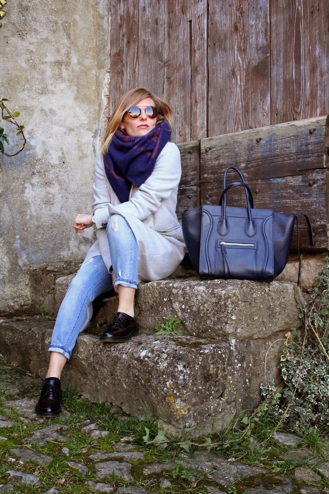 Eniwhere Fashion - Grey coat - Maxi Scarf - Parma