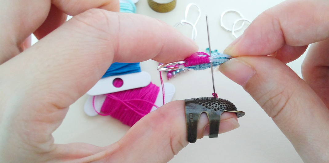 Thimble Review and DIY Needlepoint Earrings Sewing with Bobbin and Fred