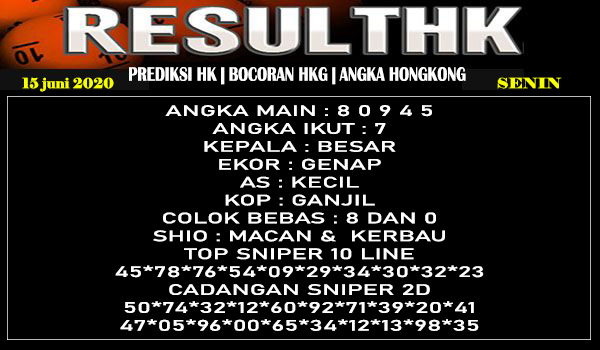 Prediksi Hk Senin 15 Juni 2020 Prediksi Bocoran Togel Hongkong