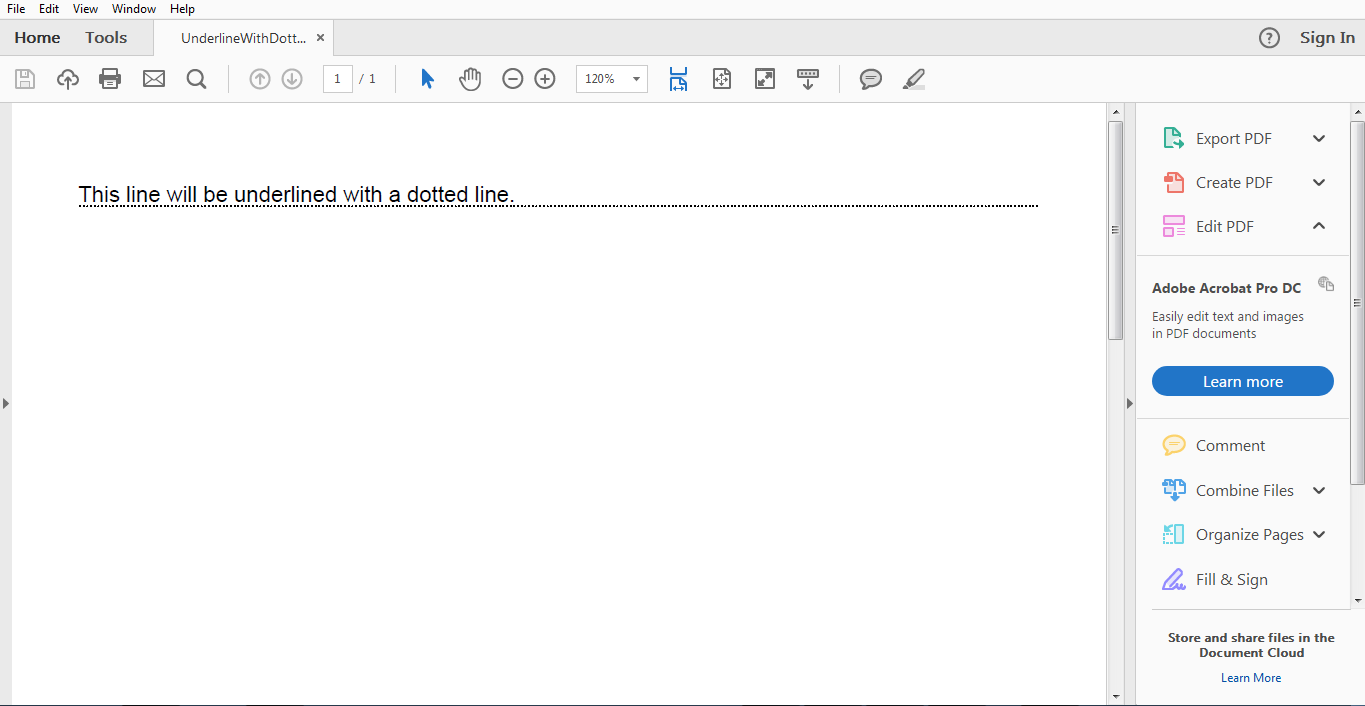 iText 5 PDF How to underline text with a dotted line? Java