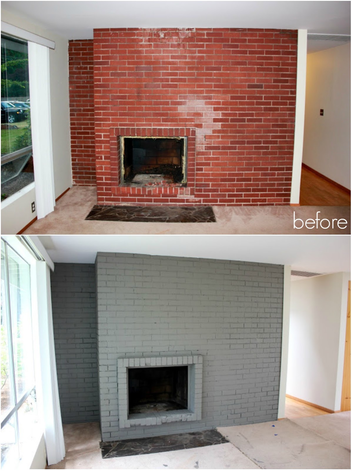 Grey Painted Brick Fireplace Fireplace Guide By Linda Grey Fireplace Before And After