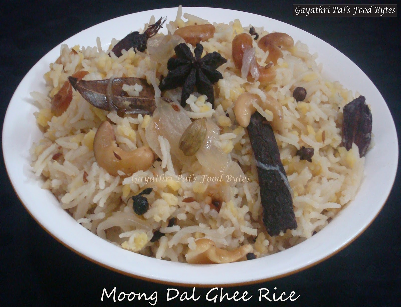 Gayathri Pai's Food Bytes Moong Dal Ghee rice.
