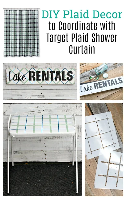 DIY Decor To Coordinate with a Target Plaid Shower Curtain #stencil #oldsignstencils #plaid #plaidshirt