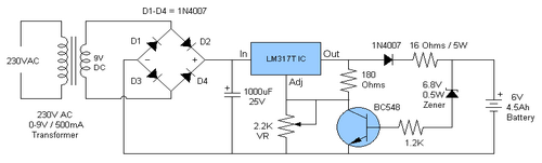 Make a 6v 4ah Automatic Battery Charger Circuit without Using a Relay