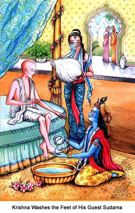 Krishna: Krishna washes the feet of Sudhama