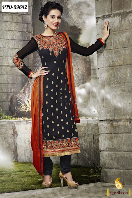 Bollywood Actress Celebrity Amrita Rao Black Santoon Straight Designer Dresses Online Shopping with Discount
