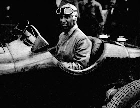 Tazio Nuvolari at the wheel of the Alfa Romeo car in  which he won the 1935 German Grand Prix
