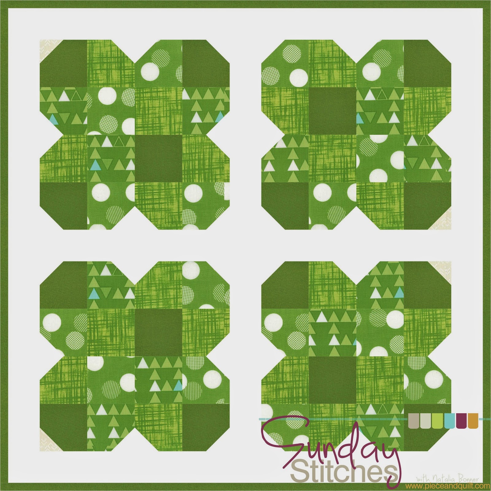 "Clover" is a Free St. Patrick's Day Mini Quilt Pattern designed by Natalia Bonner from The Piece N Quilt!