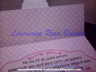 Convite Limousine Rosa, limousine rosa, tema limousine rosa, lembrancinha limousine rosa, festa limousine rosa, brinde limousine rosa