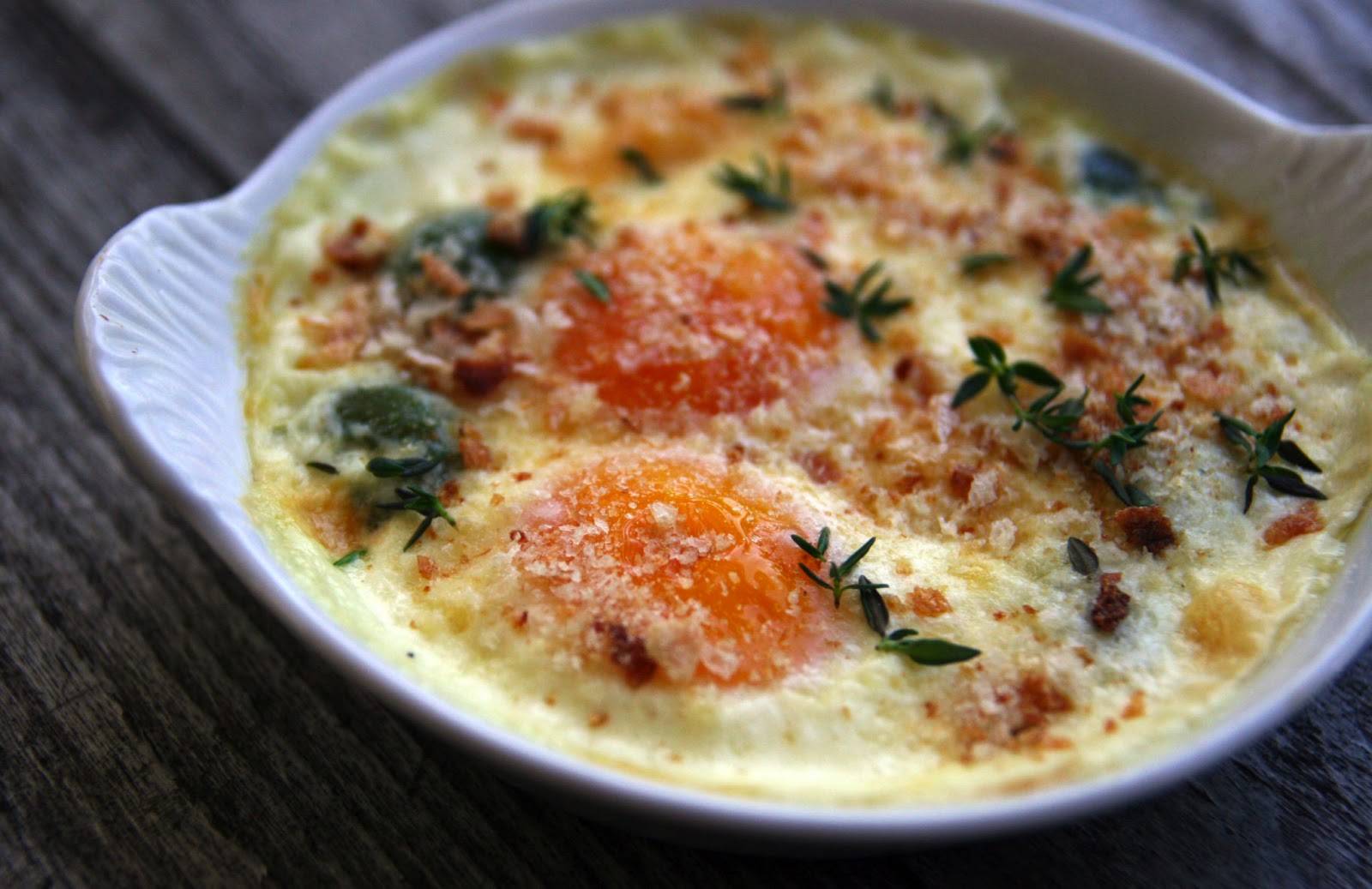 Baked Eggs with Olives and Cream Recipe mostly foodstuffs
