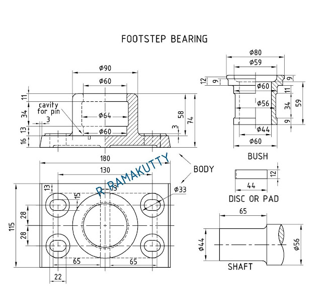 Machine Drawing Foot Step bearing Assembly