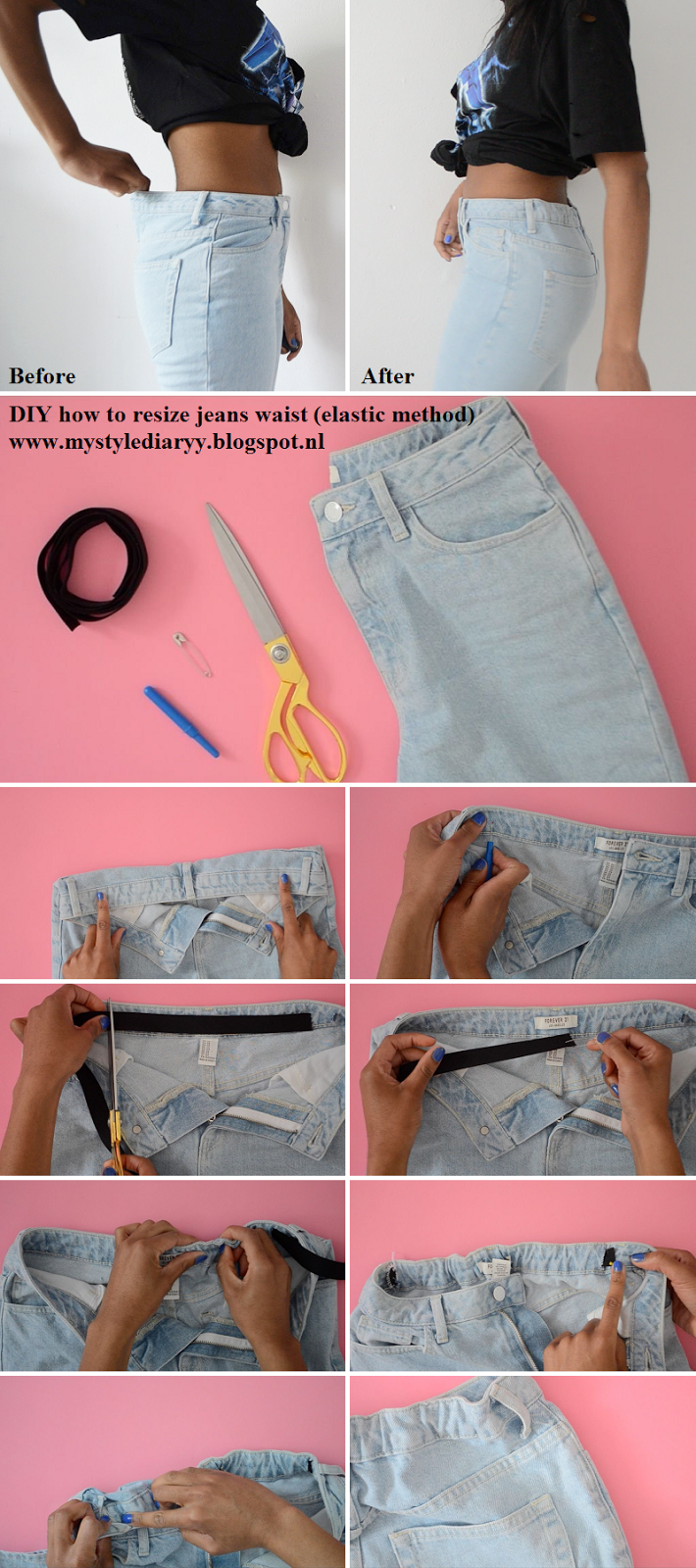 QUICK LIFE HACK HOW TO RESIZE YOUR JEANS WAIST | MYSTYLEDIARYY