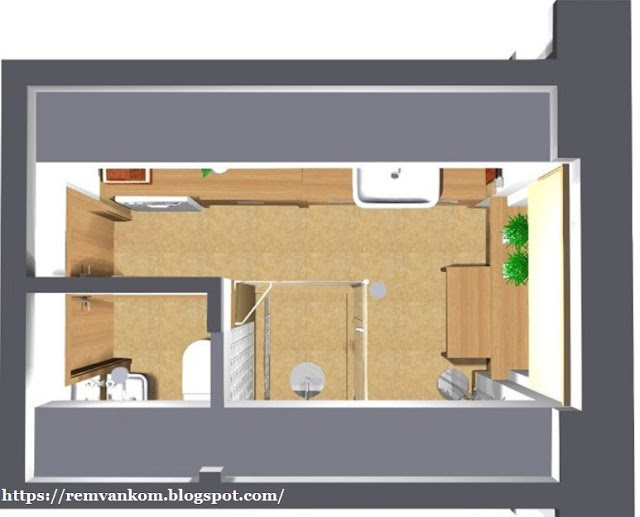 Второй вариант дизайн - проекта ванной комнаты предусматривает простой дизайн и вневременные цвета