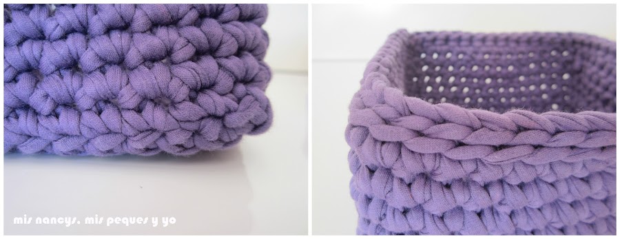 mis nancys, mis peques y yo, tutorial DIY cestas cuadradas de trapillo, detalle