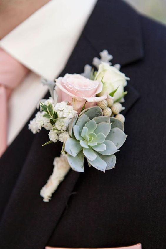 Beautiful Bridal: Succulent Boutonnieres