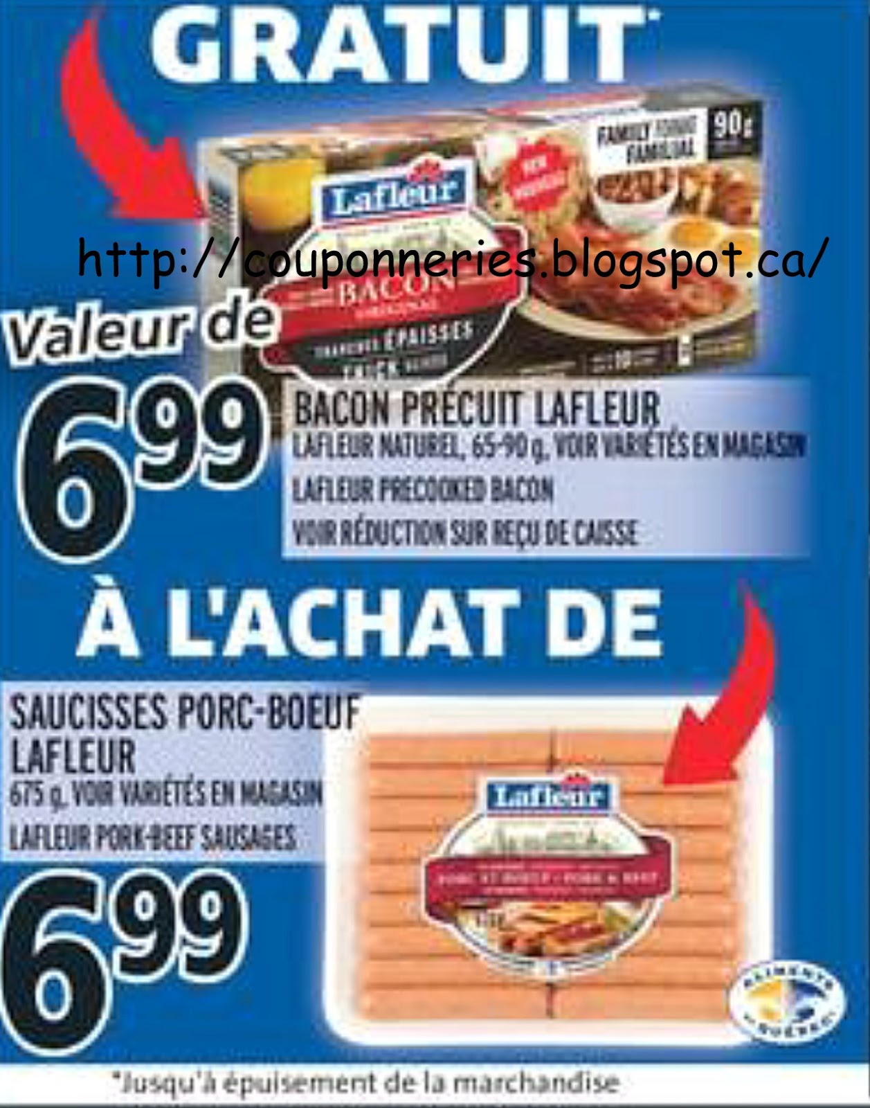Coupons et Circulaires 6,99 LAFLEUR saucisses 675g + Précuit LAFLEUR