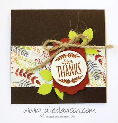 Stampin' Up! Labels to Love Painted Autumn Thanks Card ~ www.juliedavison.com