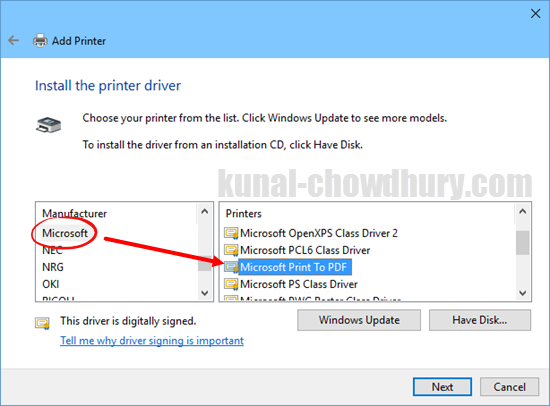 Champagne Fantasifulde Afdeling Here's how to add Microsoft Print to PDF printer driver in Windows 10 |  Kunal Chowdhury