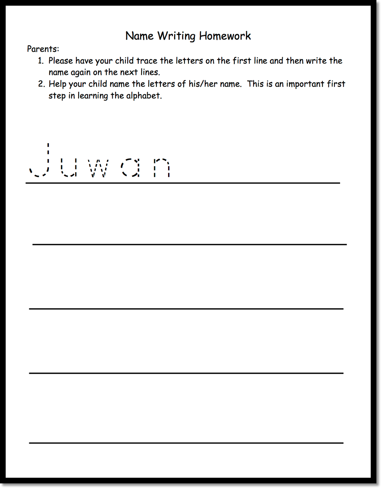 Easy name writing practice picture