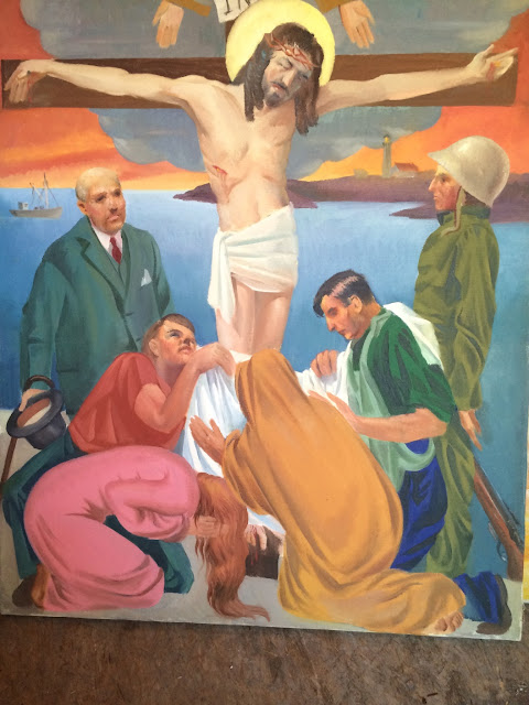 Stations of the Cross 12th Station Jesus Dies on the Cross Painting by Francis J. Quirk Image of Painting by "Francis J. Quirk" "Twelfth Station of the Cross" "Jesus Dies on the Cross"