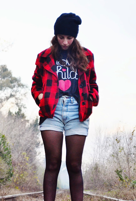 outfit, ootd, fashion blogger argentina, plaid, checked jacket, beanie, grunge
