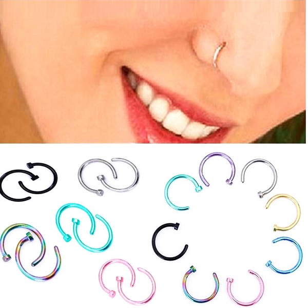 Titanium Gold Silver Nose Hoop NoAse Rings clip on nose ring Piercing
