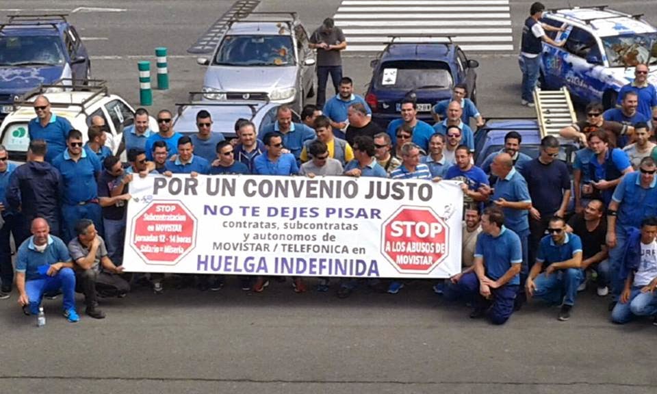 la huelga de los trabajadores de canarias de contratas y subcontratas de telefonica