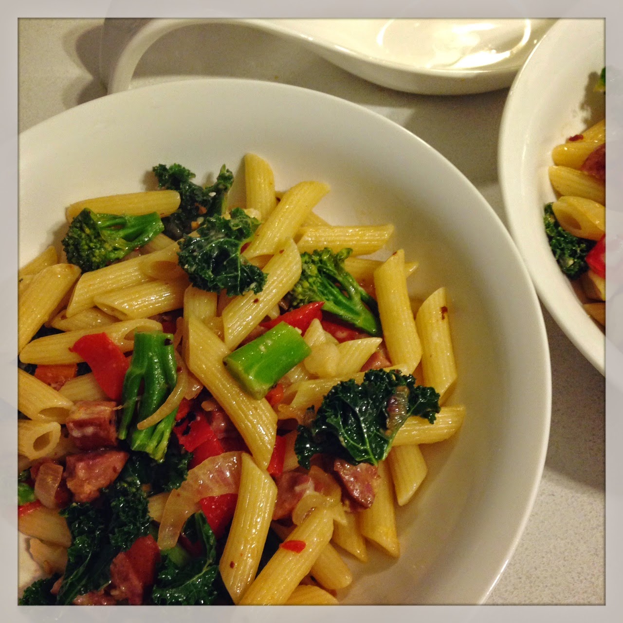 Blithe Moments Recipe Chorizo and Kale Pasta