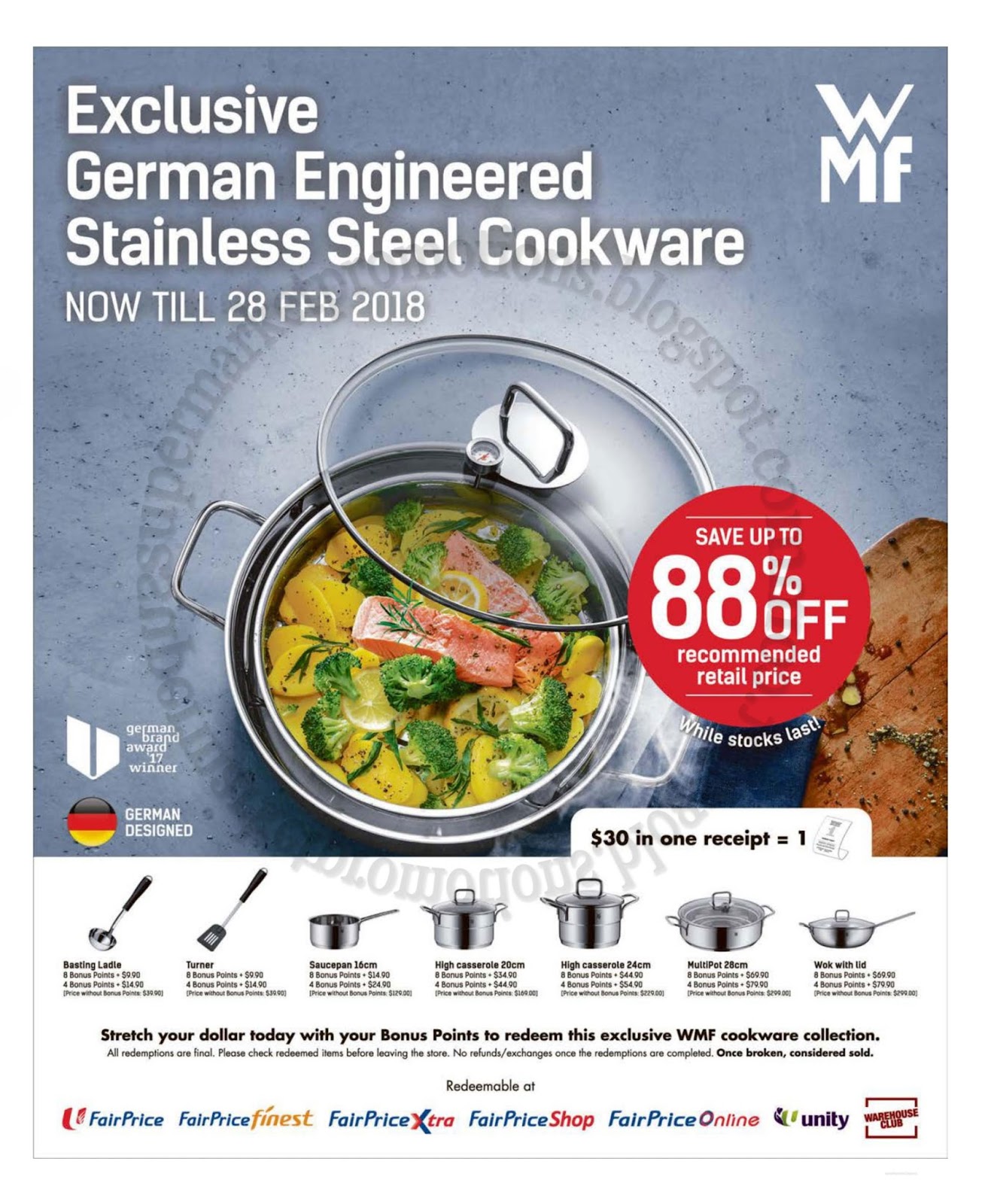 WMF cookware promo offers at BHG till 30 May 2018