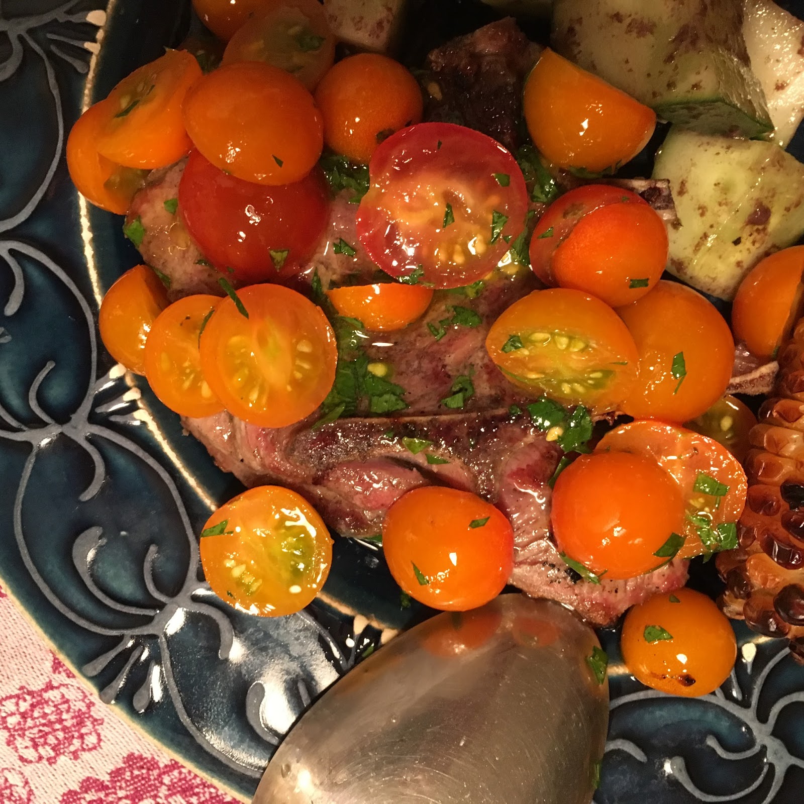 David Doesn't Bake Lamb Chops with Tomatoes and Parsley