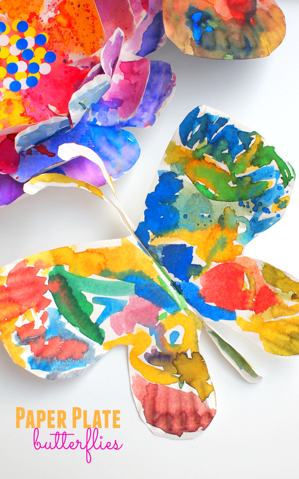 How to make beautiful, colorful paper plate butterflies with kids!