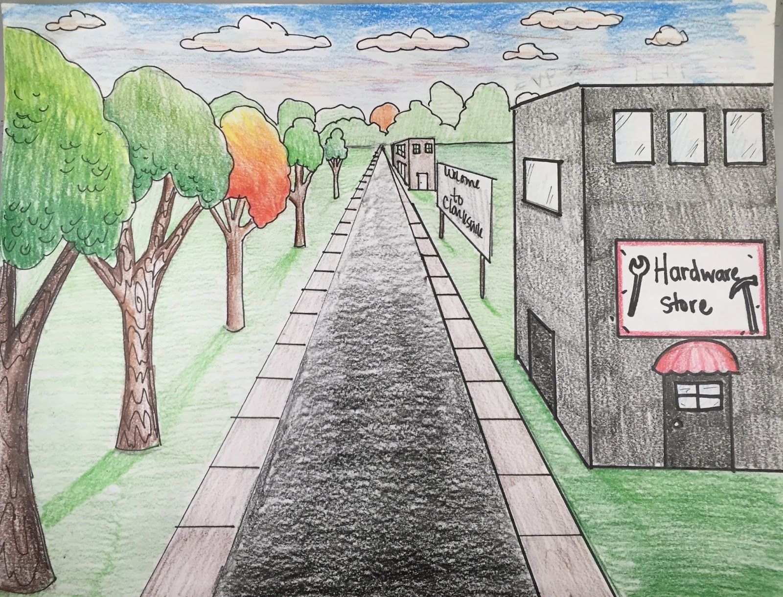 1 point perspective road