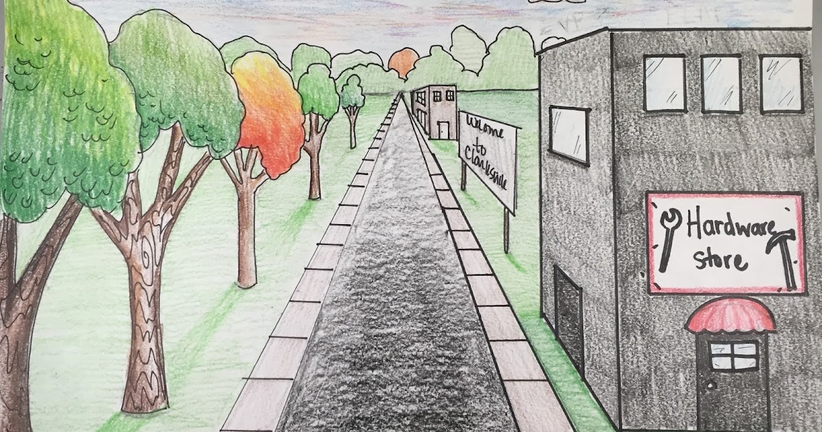 Elements of the Art Room 5th grade One Point Perspective Landscapes
