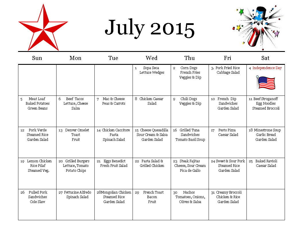 thrifty in boise monthly meal planner july family monthly meal planner