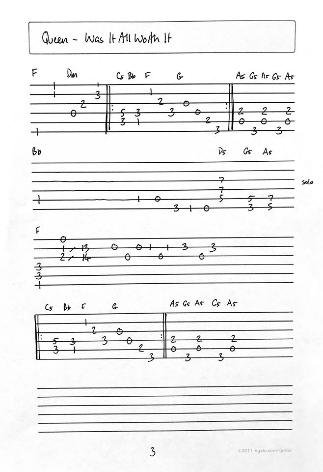 Queen Corner Queen Was It All Worth It (Guitar Play Along) Guitar Tab