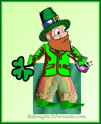 Lucky Rainbow Cookies double as Leprechaun pants | Recipe developed by www.BakingInATornado.com | #recipe #humor