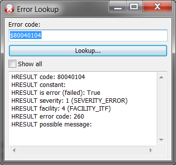What does this error code mean? (introducing Error Lookup Tool)