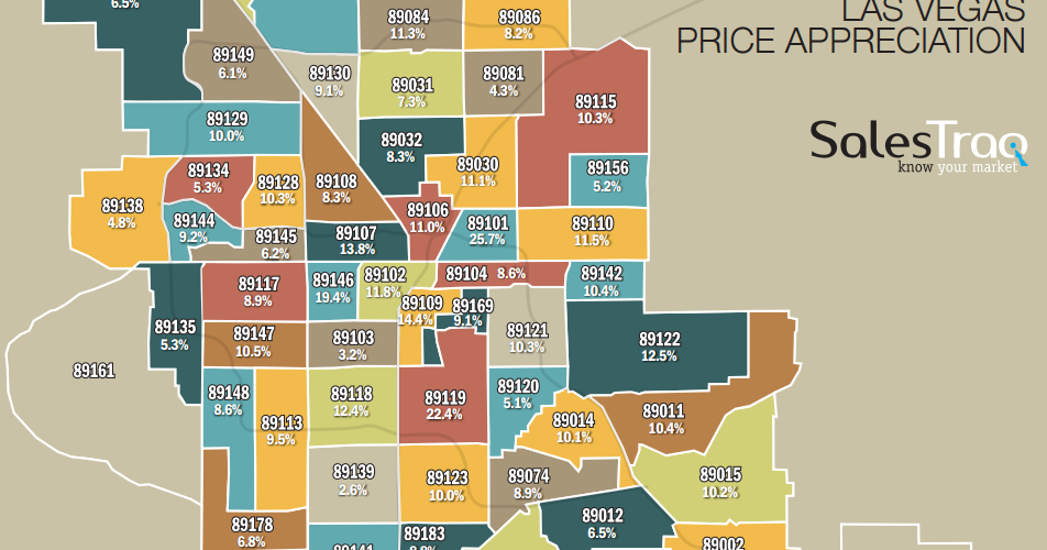 Tiffany Sells Las Vegas 2015 Appreciation Zip Code Map